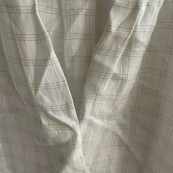 APNY Ivory 100% Linen Short Sleeve Top Check L Womens Old Money Classic Preppy - Picture 5 of 9